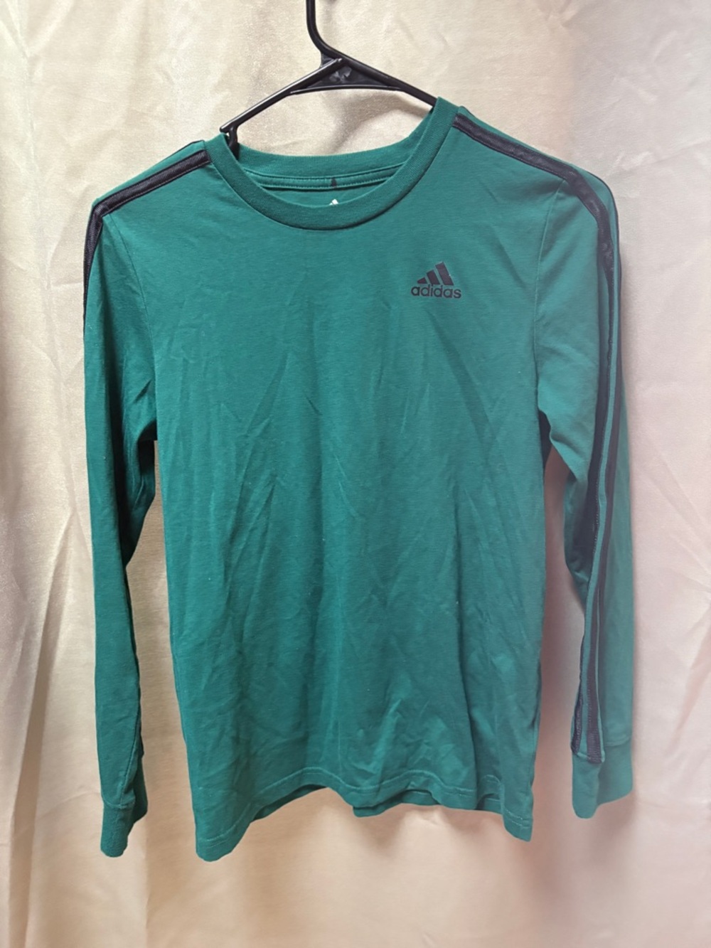 Adidas Youth Medium Green Long Sleeve Athletic Shirt Logo Top